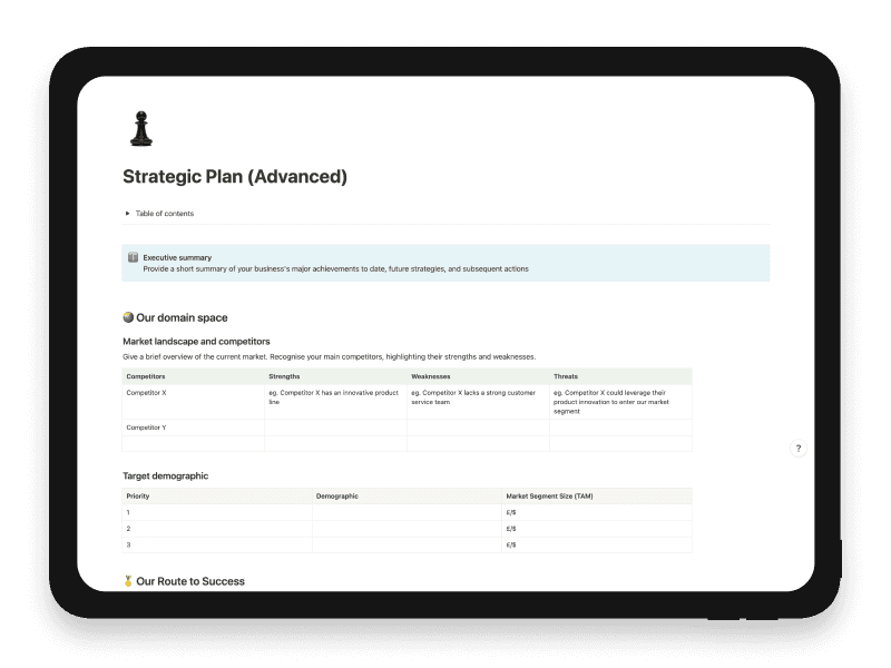 Strategic Plan (Advanced) Notion Template